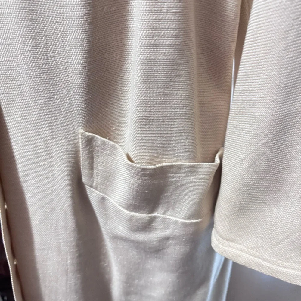 Vintage H Liebes of San Francisco Cream Button-Up Coat-Cotton & Silk Size 12 - Picture 7 of 11